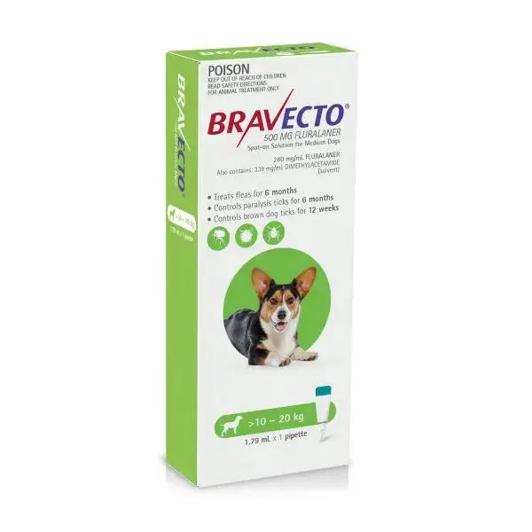 Bravecto Chew for Dogs 10–20 kg (500 mg, 1 Tablet) Bravecto