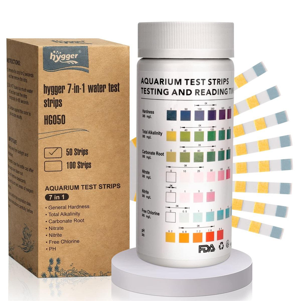 Hygger 8‑in‑1 Aquarium Water Test Strips (50 pcs)