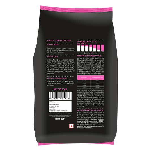 Let's Bite Active Kitten Ocean Fish Dry Cat Food – 800 g (400 g × 2)