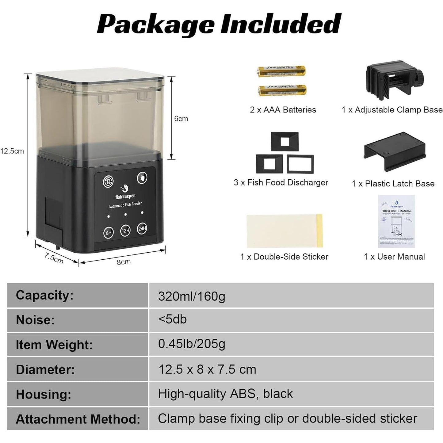 Fishkeeper Automatic Fish Feeder 200 ml