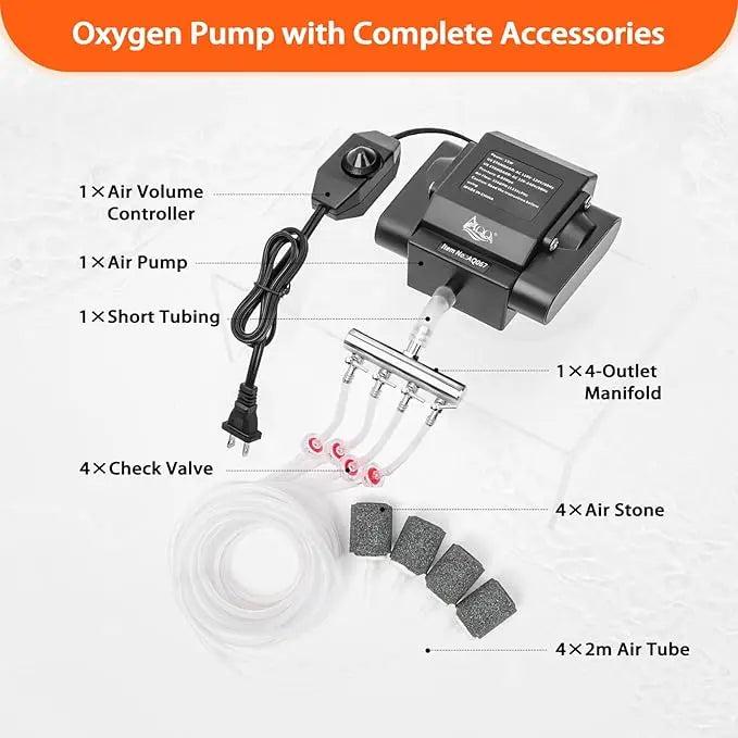 AQQA Quiet DC Aquarium Air Pump 10W
