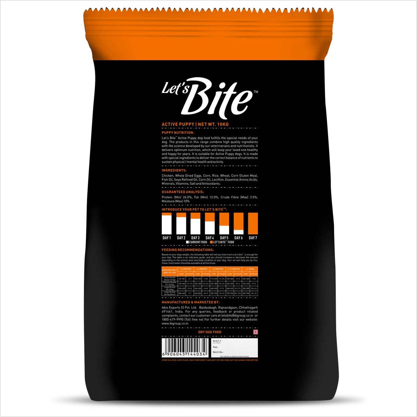 Let's Bite Active Puppy Dog Food – 10kg