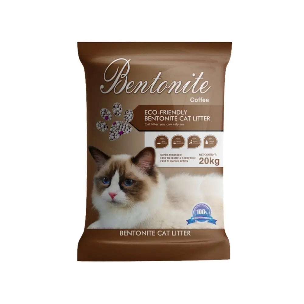 Bentonite cat litter package with a cat on the label against a white background