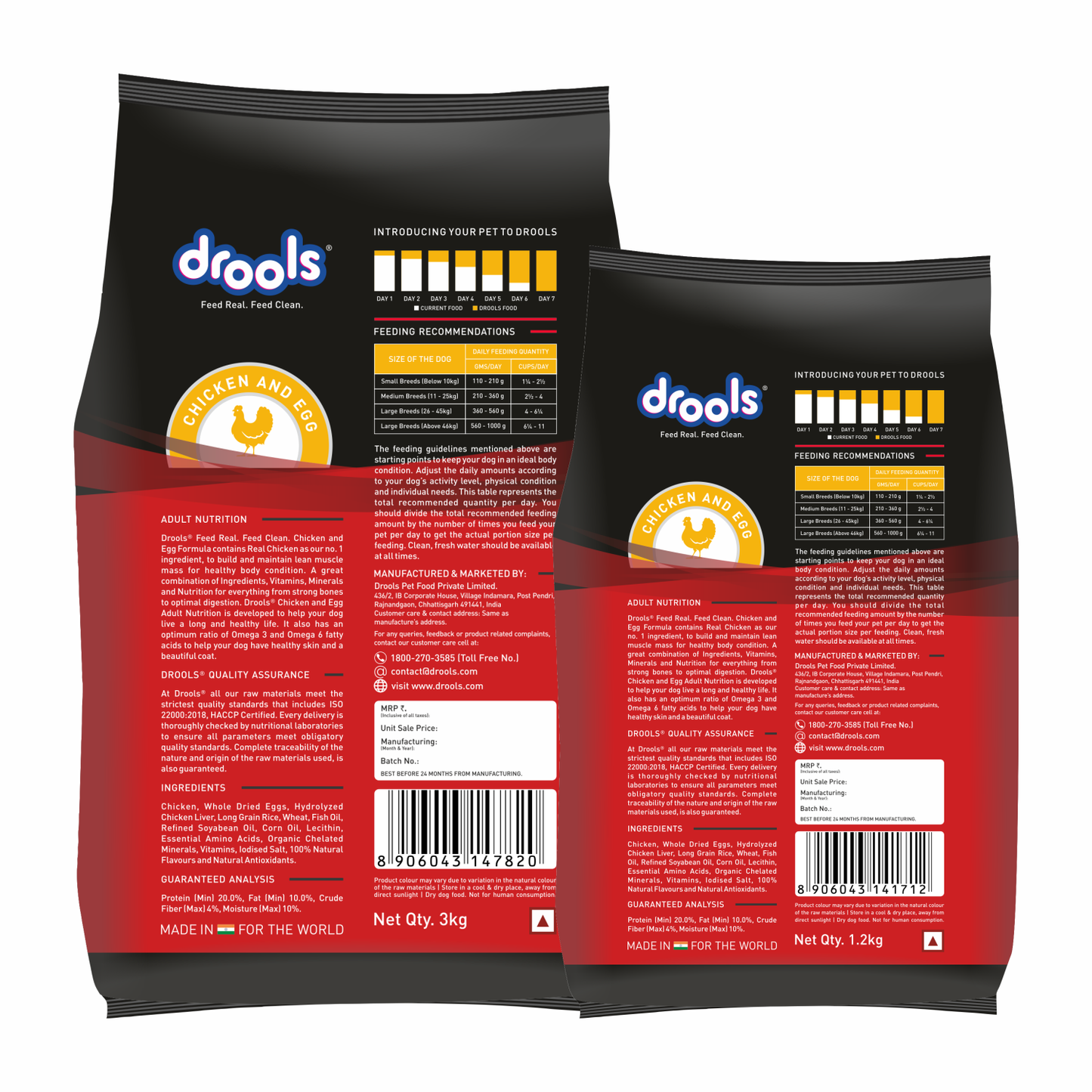 Drools Chicken and Egg Adult Dog Food – 3kg + Free 1.2kg