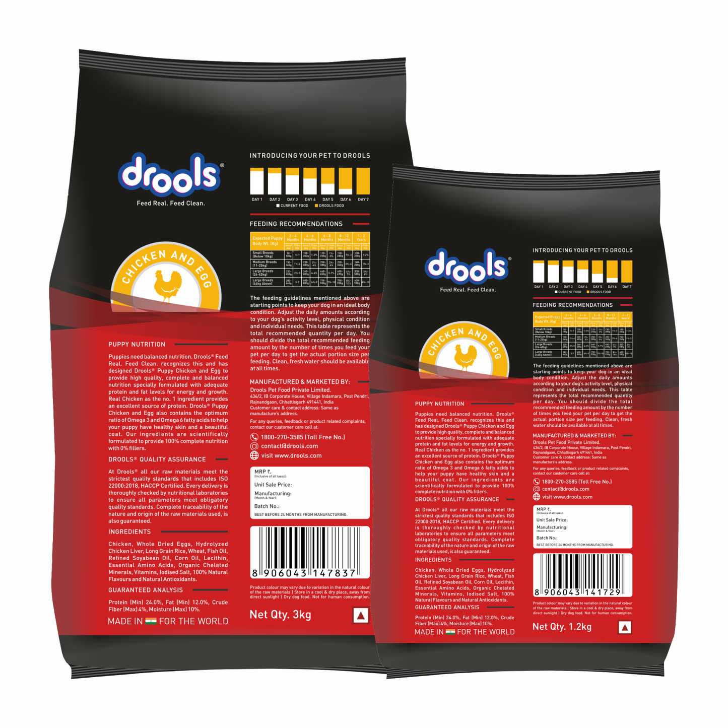 Drools Chicken and Egg Puppy Dog Food – 3kg + Free 1.2kg