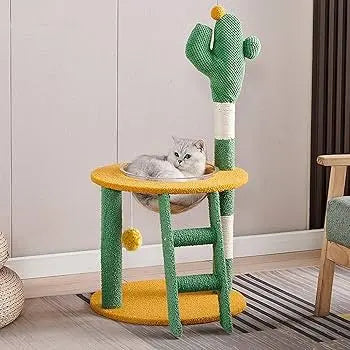 Cactus Cat Tree with Hammock & Ladder – 87 cm (48 cm Base)