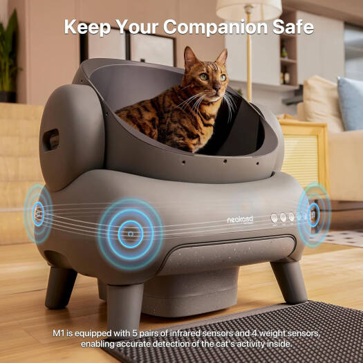 Pet safety device with a cat inside, labeled 'Keep Your Companion Safe'.
