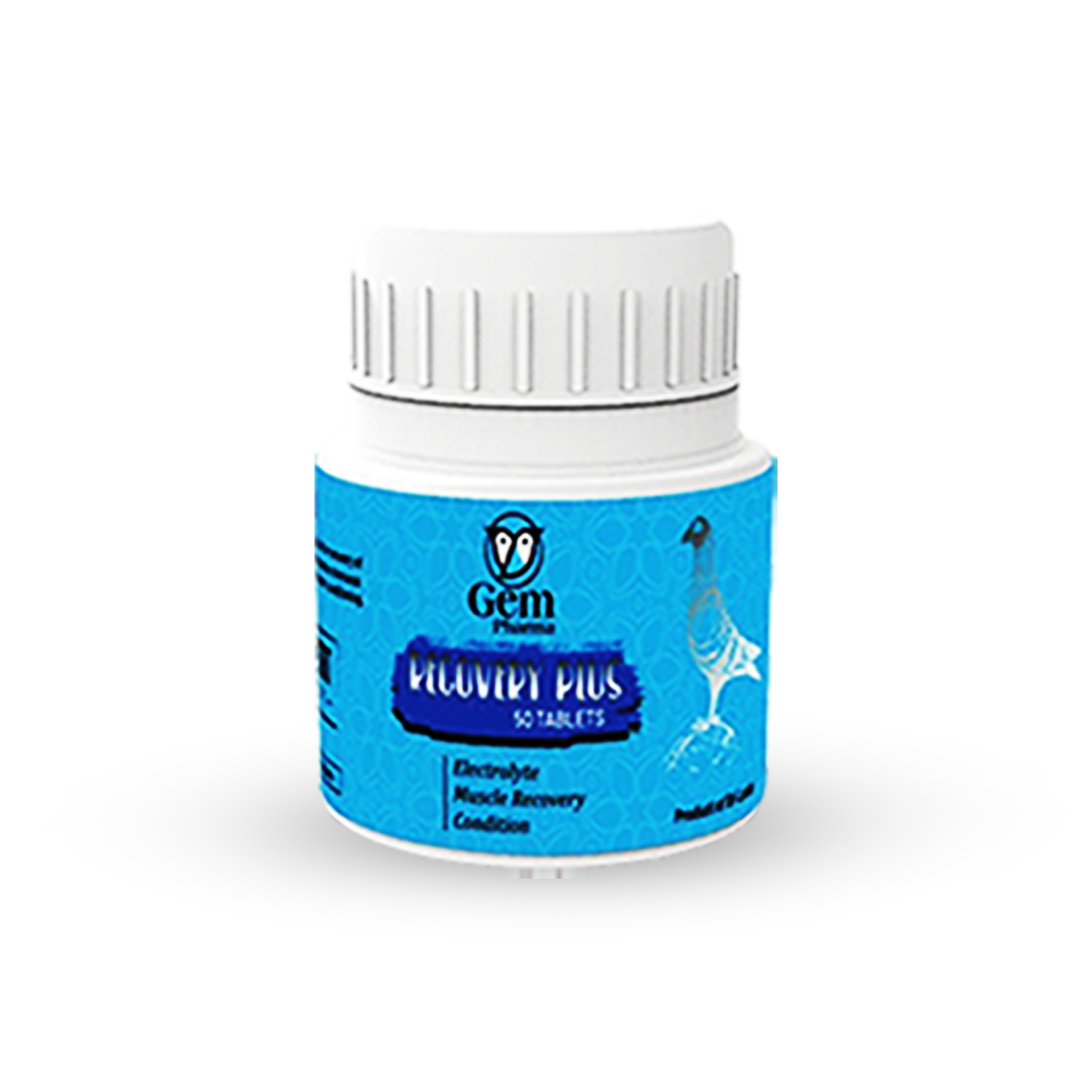 Blue supplement bottle with white cap on a white background