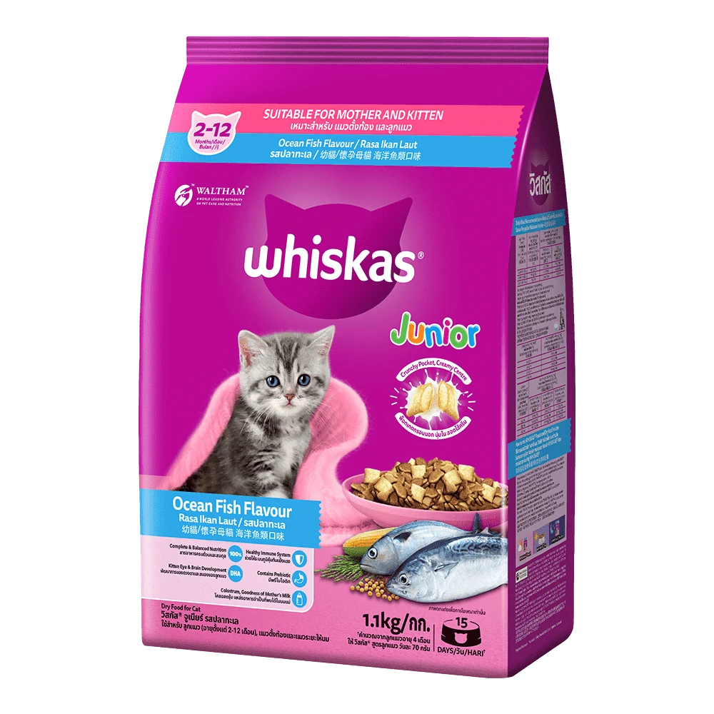 WHISKAS® Junior Ocean Fish Dry Food – 450 g pack front
