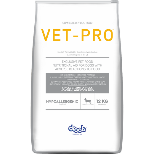 VET-PRO Hypoallergenic Dry Dog Food 12kg – front of pack