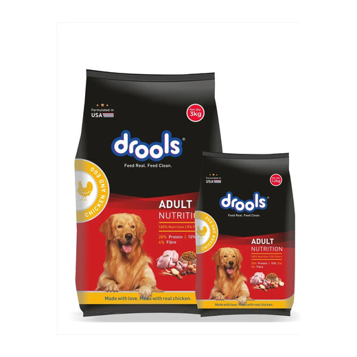 Drools Chicken and Egg Adult Dog Food - 3kg + Free 1.2kg - clean front pack
