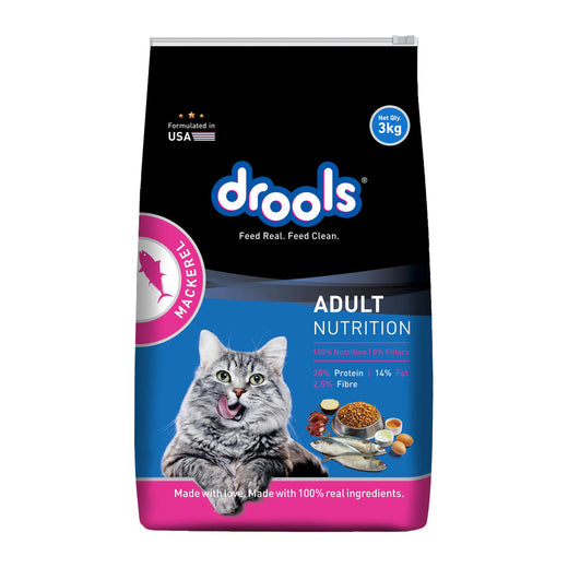 Drools Mackerel Adult Cat Food - 3kg - front pack