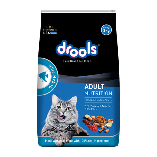Drools Ocean Fish Adult Cat Food, 3 kg - front pack
