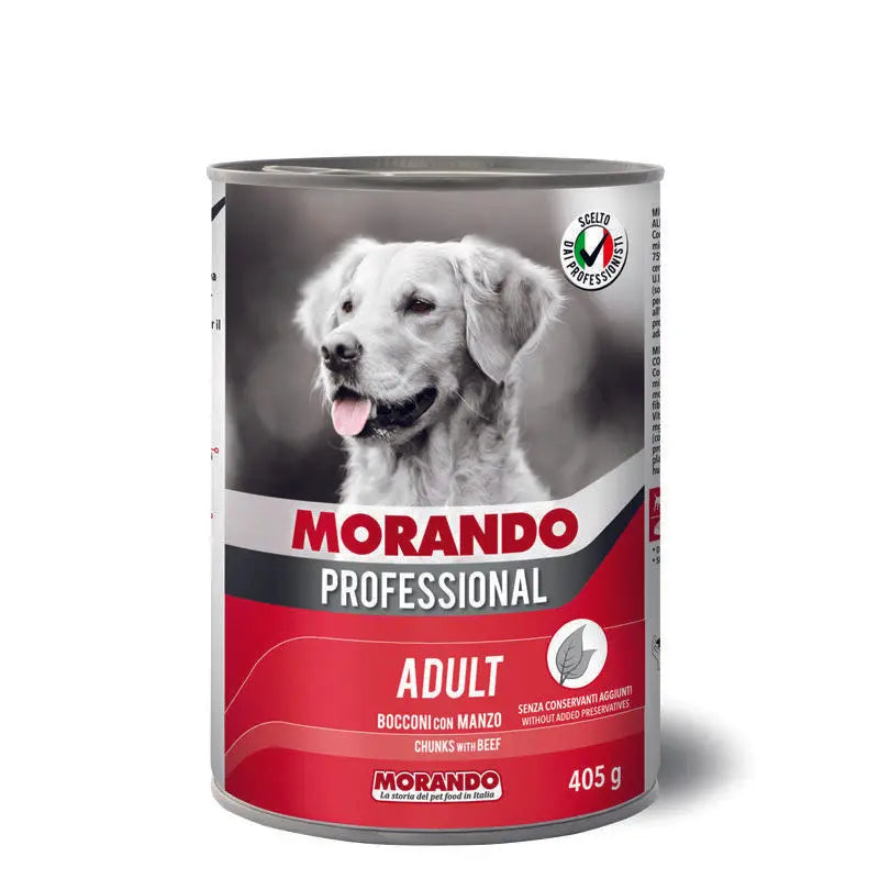 Morando Professional – Migliorcane Adult Chunks with Beef – 405 g pack front