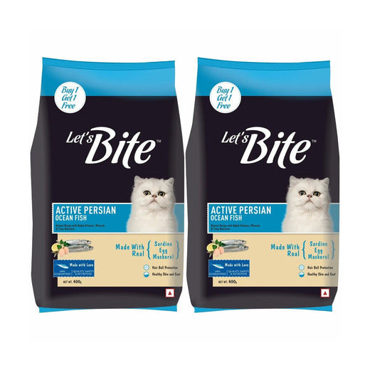Let's Bite Active Persian Ocean Fish Dry Cat Food - 800 g (400 g × 2) pack front