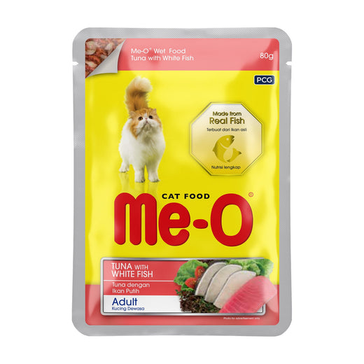 Me-O Tuna and White Fish Topping Pouch for Cats - 80 g pack front
