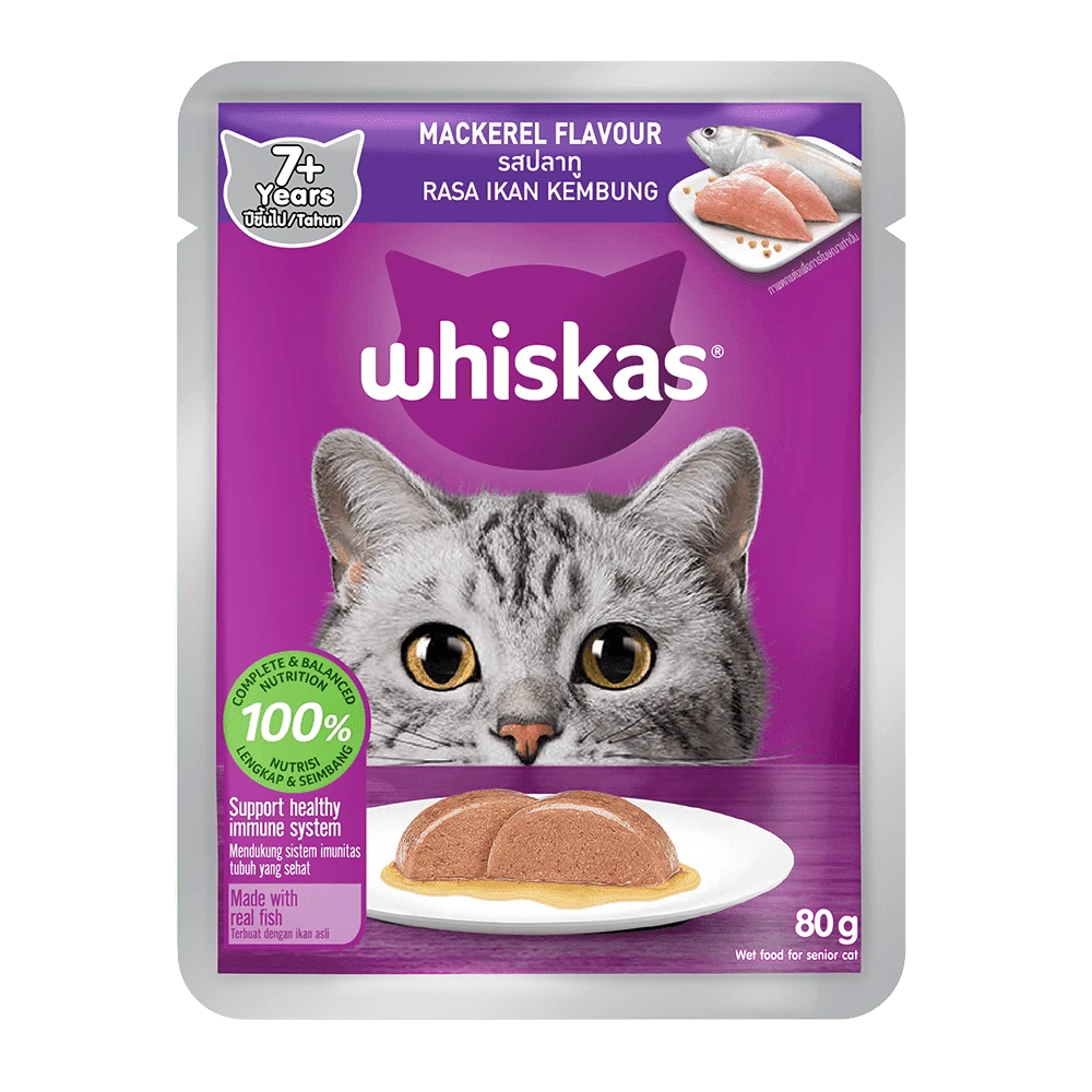 WHISKAS® Adult Mackerel Feast – 80 g Pouch