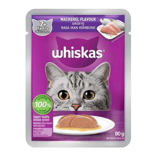 WHISKAS® Adult Mackerel Feast – 80 g × 28 Pouches
