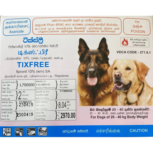 TixFree Spot On - Dogs 20-40kg (3 Doses) pack front