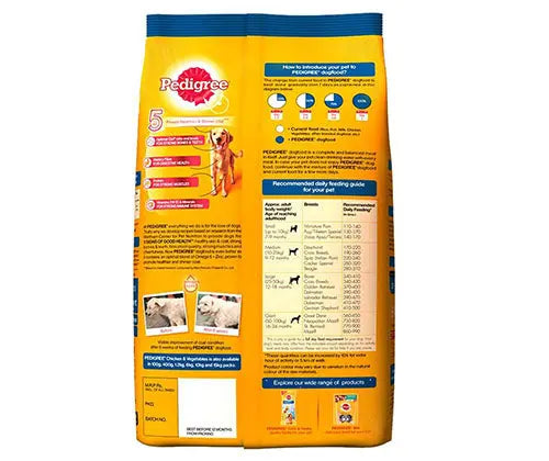 PEDIGREE® Adult Chicken, Rice and Vegetable Dry Food – 1 kg pack front