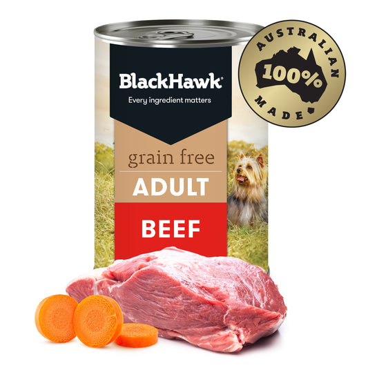 Black Hawk Grain Free Beef 12 X 400G Cans product photo