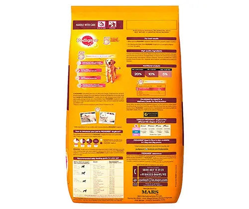 PEDIGREE® Adult Meat & Rice Dry Food – 1 kg pack front