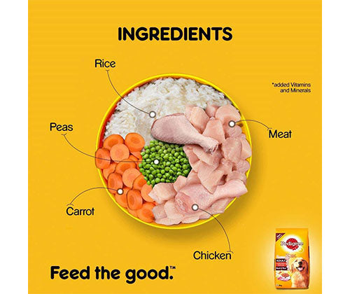 PEDIGREE® Adult Meat & Rice Dry Food – 1 kg pack front