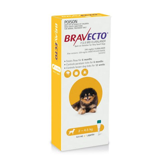 Bravecto Chew for Dogs 2–4.5 kg (112.5 mg, 1 Tablet)