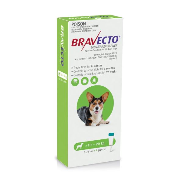 Bravecto Chew for Dogs 10–20 kg (500 mg, 1 Tablet)