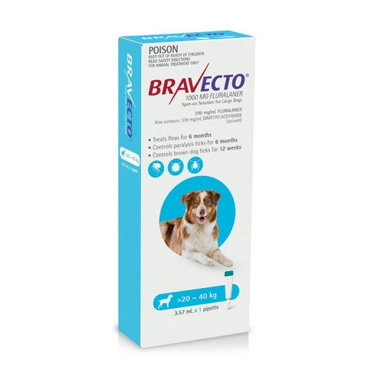 Bravecto Chew for Dogs 20–40 kg (1000 mg, 1 Tablet)