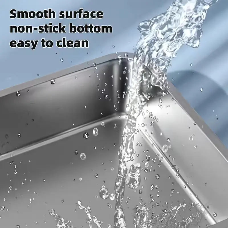 1-Piece Stainless Steel Litter Box Base Pan — 60×40×20 cm