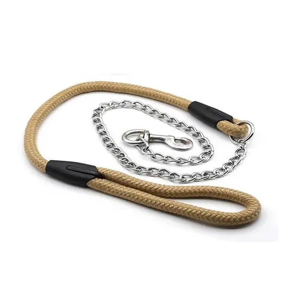 Medium Dog Leash - Nylon Rope & Metal Chain
