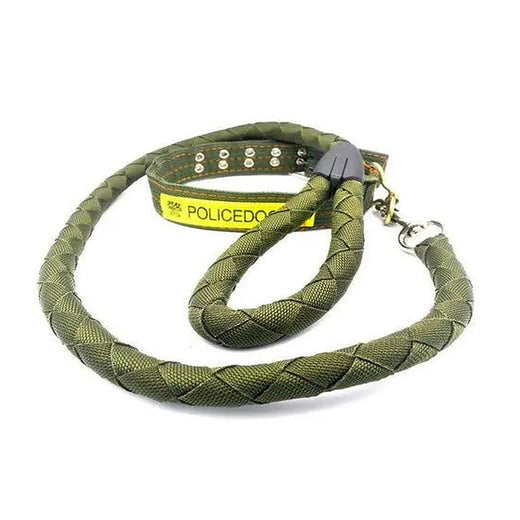 Medium Green-Orange Collar & Army Green Luxury Leash