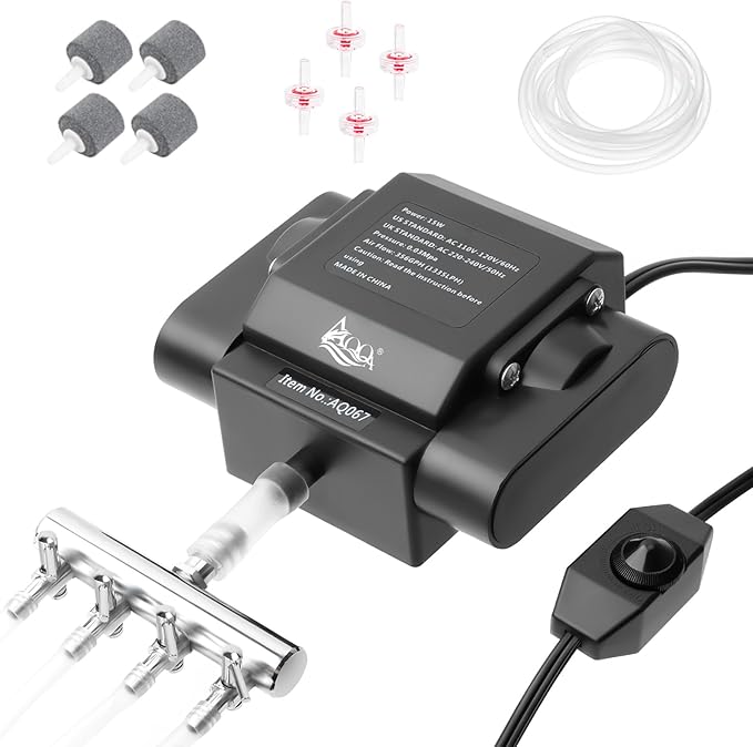 AQQA Quiet DC Aquarium Air Pump 10W