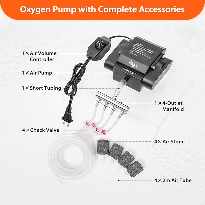 AQQA Quiet DC Aquarium Air Pump 10W