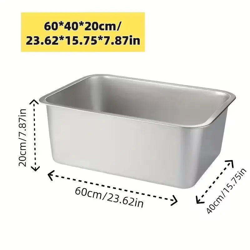1-Piece Stainless Steel Litter Box Base Pan — 60×40×20 cm