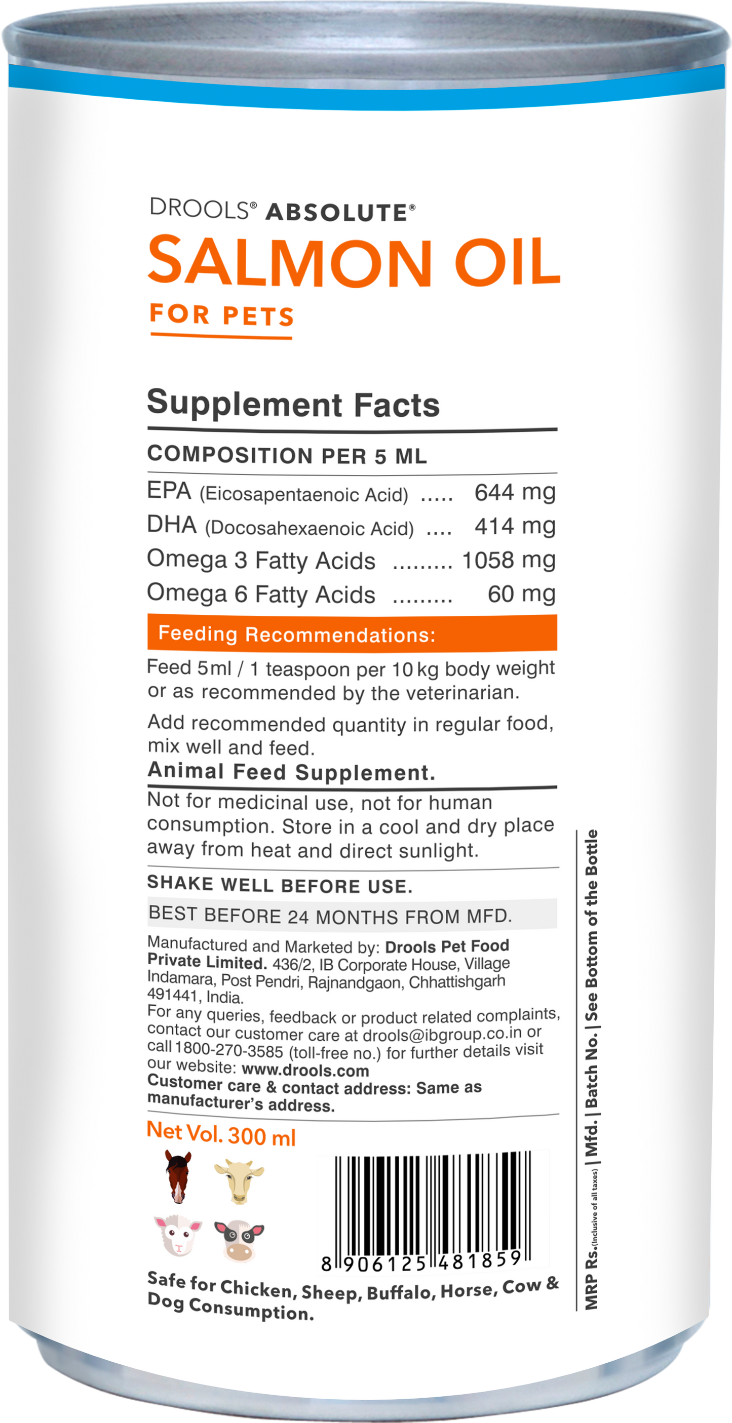 Drools Absolute Salmon Oil Syrup – 300 ml