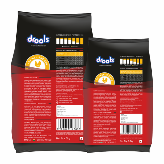 Drools Chicken and Egg Puppy Dog Food – 3kg + Free 1.2kg