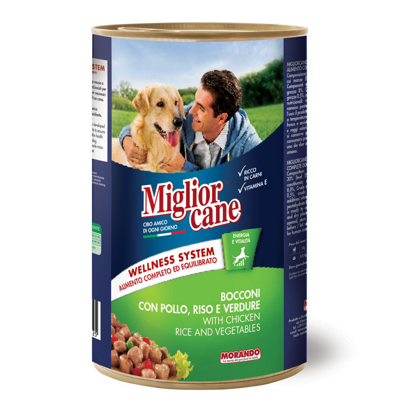 Migliorcane Chunks with Chicken, Rice and Vegetables – 1.25Kg pack front