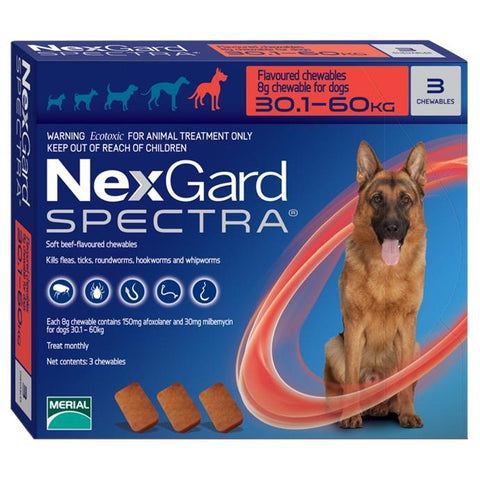 NexGard Spectra Flea,Tick & Worm Treatment For Extra Large Dogs 1x3Tb