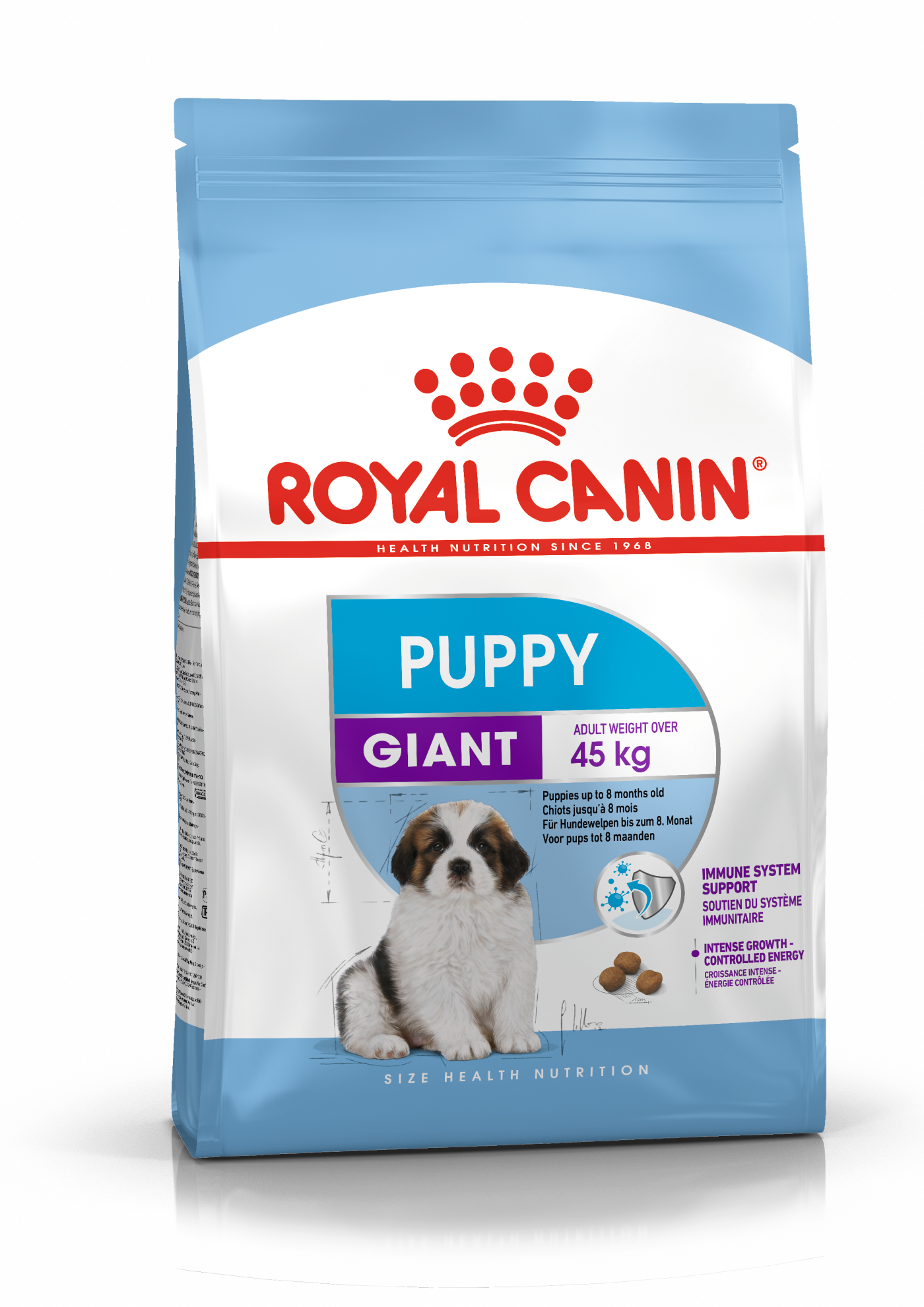 Royal Canin Giant Puppy food packaging on a white background