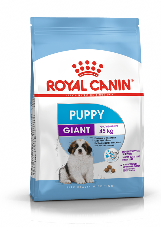 Royal Canin Giant Puppy food packaging on a white background