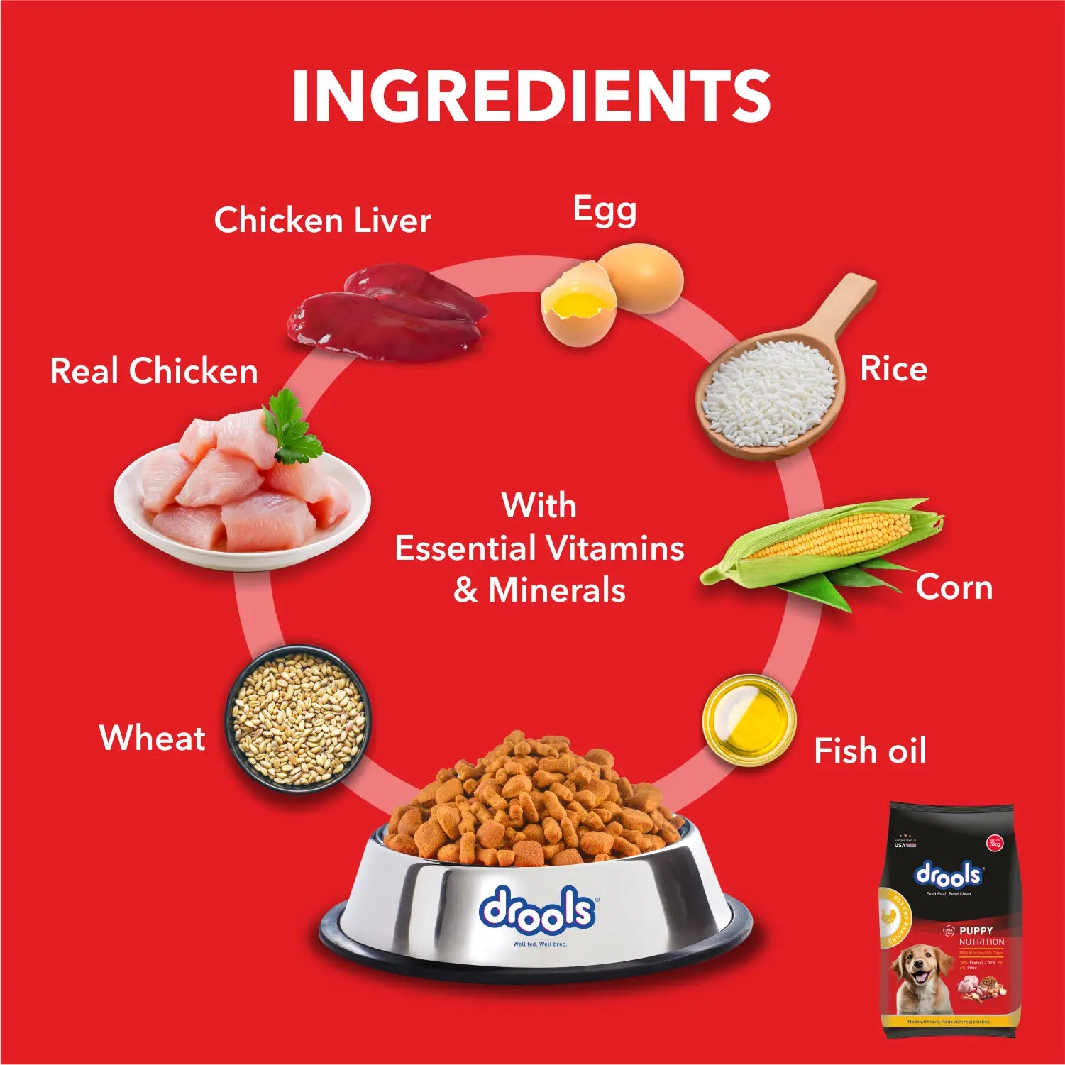 Drools Chicken and Egg Puppy Dry Dog Food – 10kg