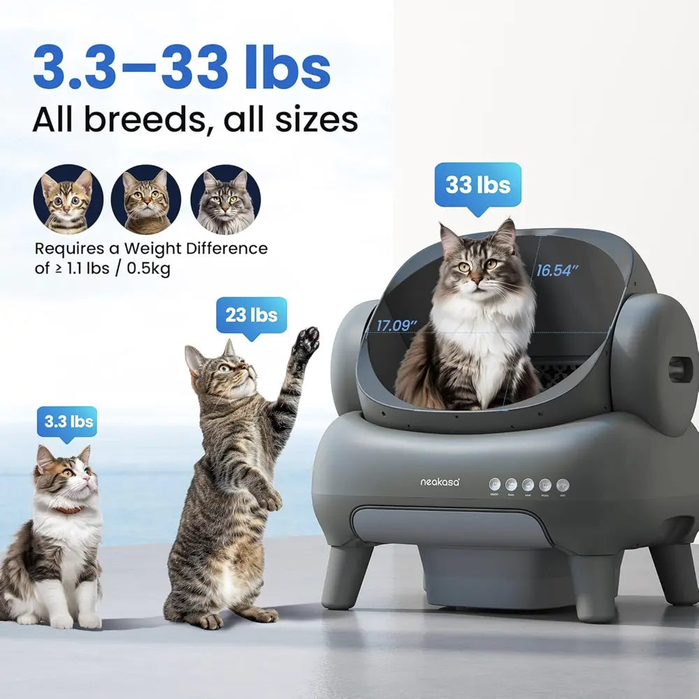 Neakasa M1+ Open-Top Self-Cleaning Cat Litter Box (Gray)