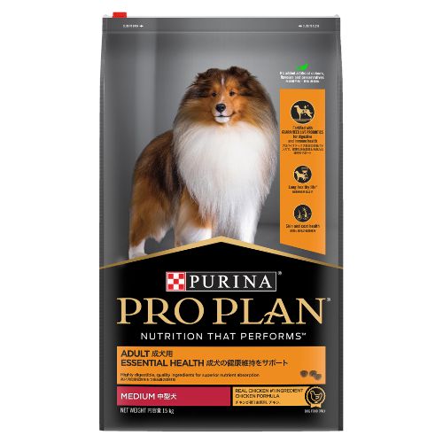 PURINA PRO PLAN Adult Medium Chicken Formula Dry Dog Food, 15 Kg pack front