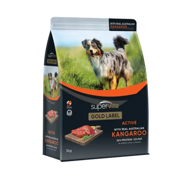 Supervite Gold Label Active Kangaroo Dry Dog Food – 3kg