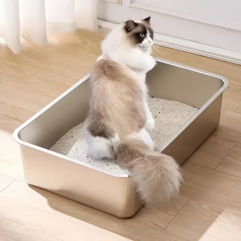 1-Piece Stainless Steel Litter Box Base Pan — 60×40×20 cm