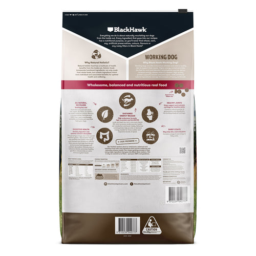 BlackHawk Working Dog Food Adult Lamb and Beef - 20Kg pack back