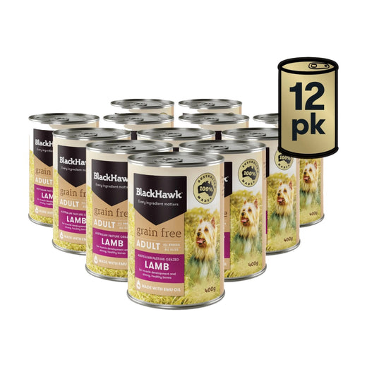 BlackHawk Grain Free Lamb Wet Food For Dogs - Bundle Pack (12 x 400g) pack front