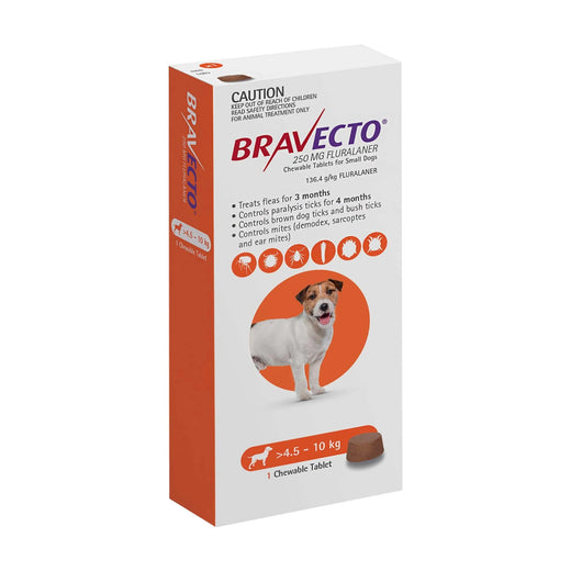 Bravecto Chew for Dogs 4.5–10 kg (250 mg) – 1 Tablet pack front